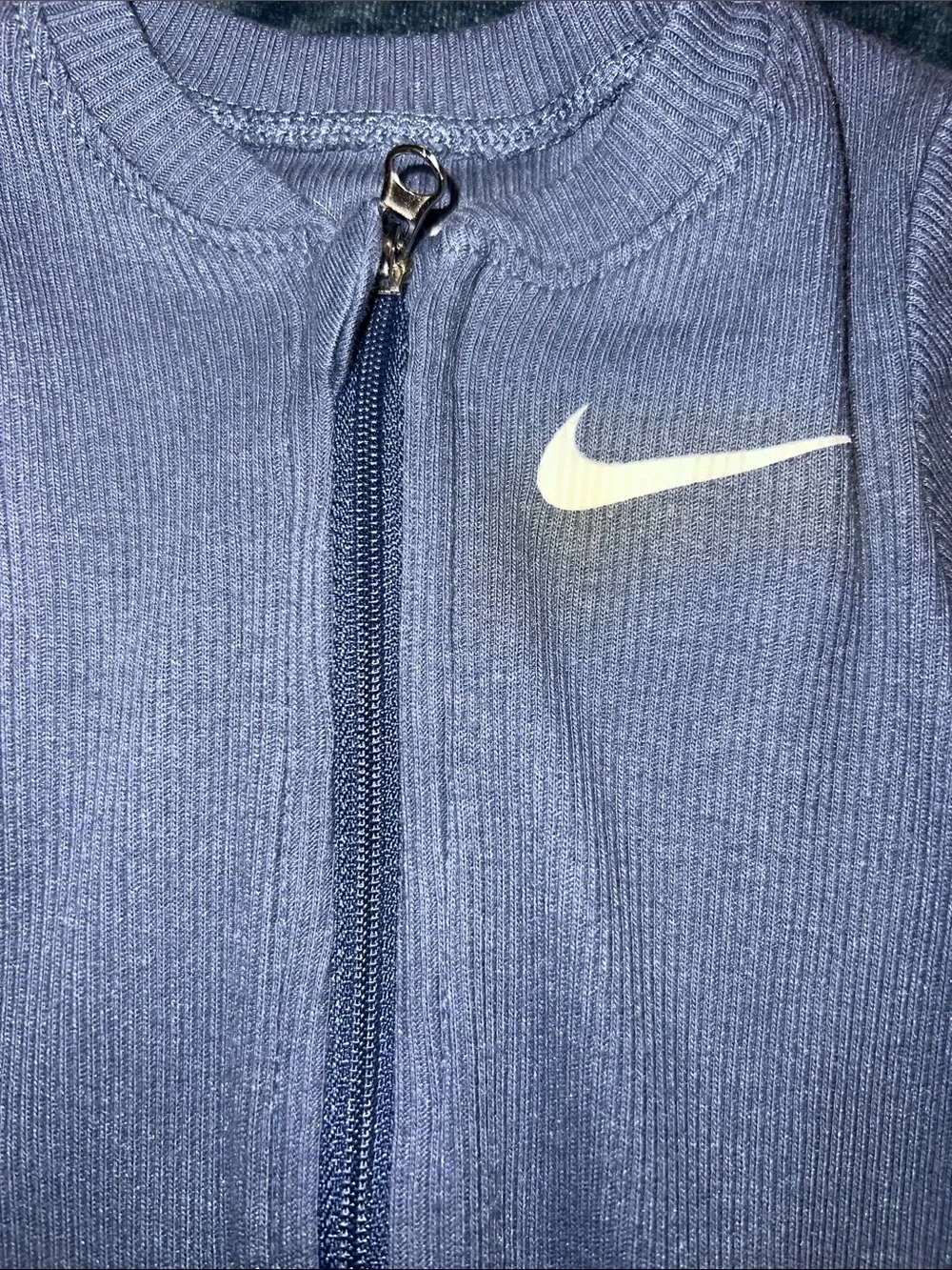 Nike Slate Blue Footed Baby One-Piece with Front Zip